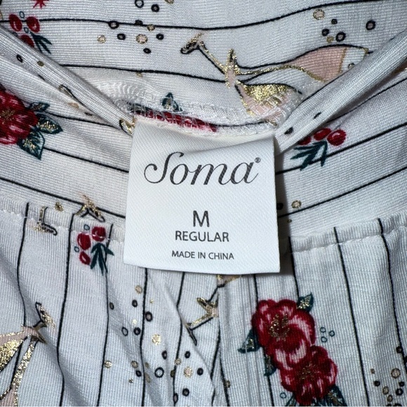 Soma White Pants with Red Floral Design leg ankle - Picture 5 of 12